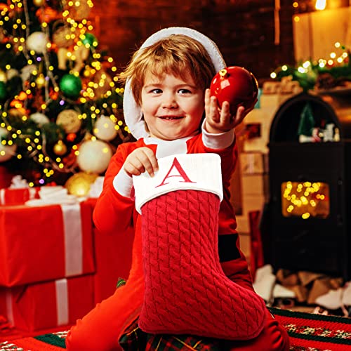 20-Inch Large Monogram Knit Christmas Stocking with Embroidered Initial