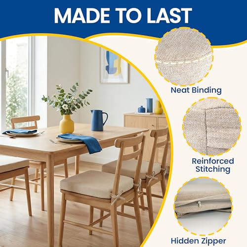 Dining Chair Cushions Set of 4, 2.5-Inch Thick High-Density Foam, 17x16 in