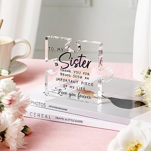 Sister Puzzle Plaque Acrylic Desk Decor - Meaningful Birthday Gift