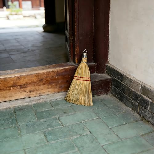 Handmade Natural Corn Straw Whisk Broom - 12 Inch Mini Hand Broom