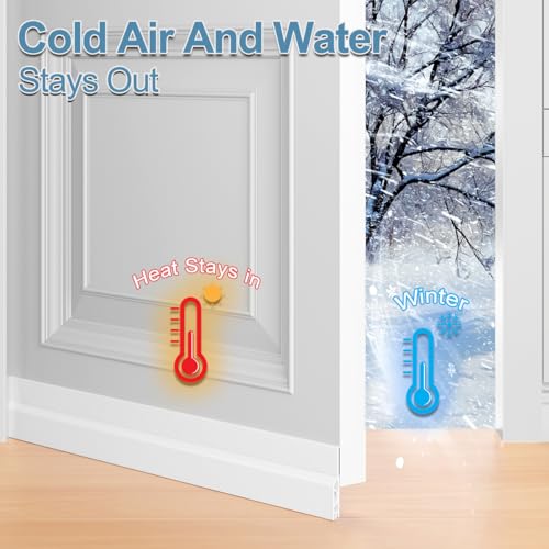 Silicone Door Draft Stopper - 39 Inch Under Door Sweep Gap Filler, White