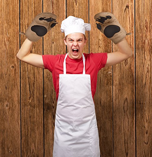 Bear Paw Oven Mitts - Heat-Resistant Silicone and Cotton Kitchen Gloves