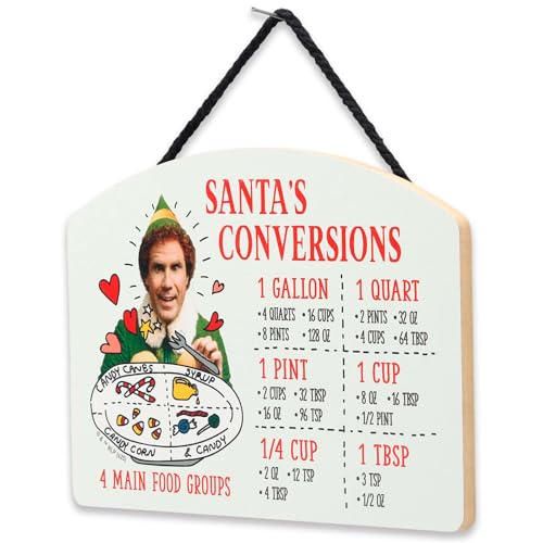 Elf Movie Santa's Conversions Hanging Wood Measuring Sign