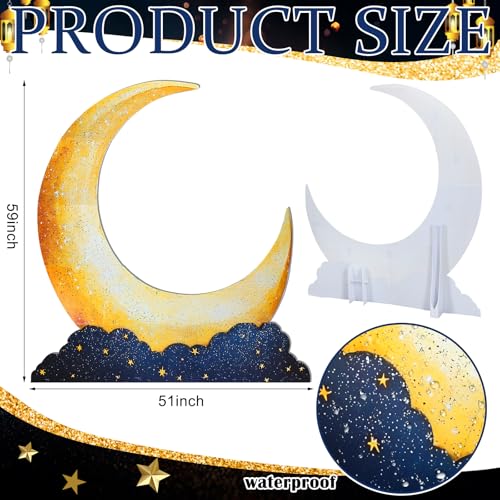 5ft Large Moon Stand-Up Cutout Prop - Starry Night Party Decoration