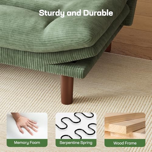 74.8-Inch Corduroy Convertible Futon Sofa Bed, Adjustable Sleeper Couch