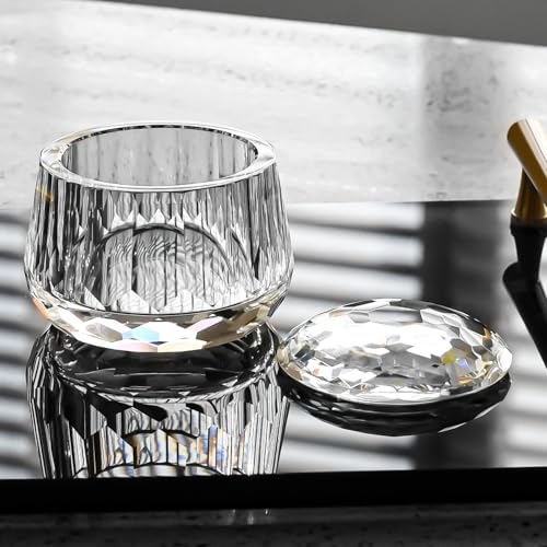 DONOUCLS Crystal Candy Dish with Lid 3.5" x 3.1" Nut Bowl - S Variation, Gift Box