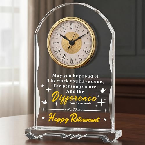 Crystal Retirement Clock - Elegant Keepsake Gift for Coworker or Boss