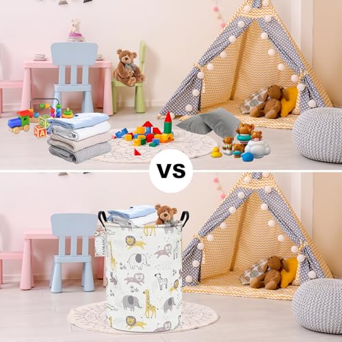 Foldable Animal Nursery Storage Basket with Waterproof Coating