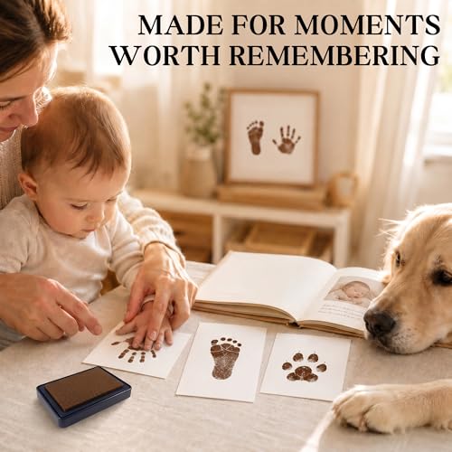 Non-Toxic Baby Ink Pad for Hand and Footprints Keepsake Kit - Brown
