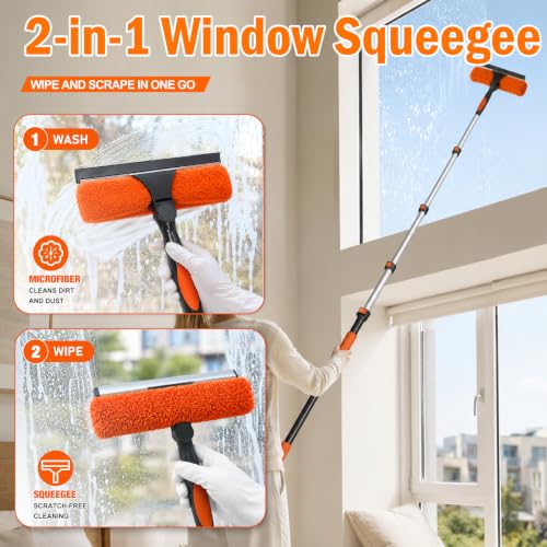 26FT High Reach Duster Kit with Extension Pole & Window Squeegee