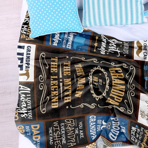 Black Grandpa Gifts Throw Blanket 60 x 50 Inches - Cozy & Meaningful Gift for Grandfather