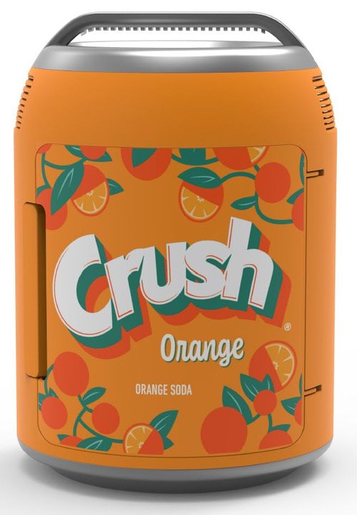 Crush branded can shaped 6 can mini personal fridge cooler-W: 10.20" x L: 10.20" X H: 14.53 (Orange)