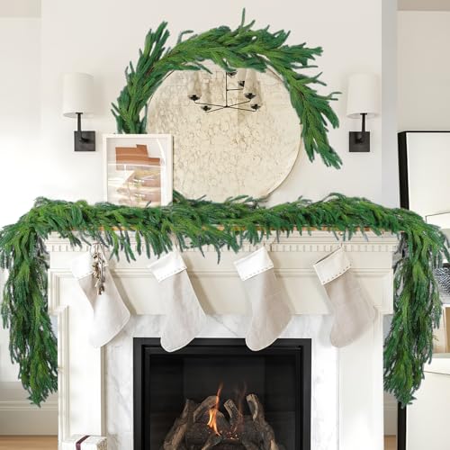 4-Pack 9 Ft Artificial Norfolk Pine Garlands for Christmas & Mantels