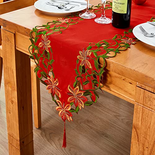 Christmas Embroidered Table Runner 13x69 Inch Holiday Decor