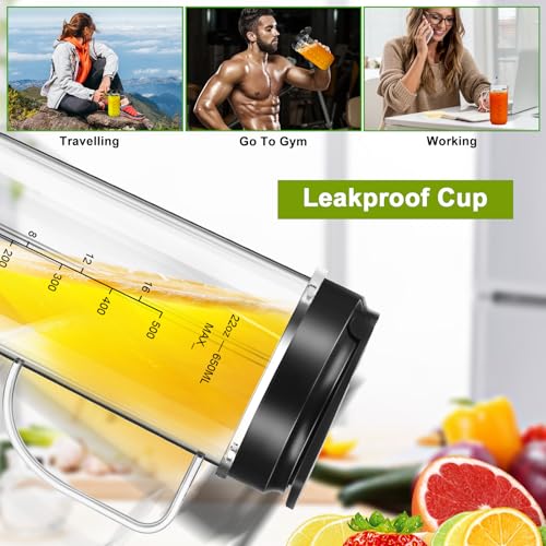 22oz Blender Replacement Cups with Cross Blade and To-Go Lids - 5 Piece Set