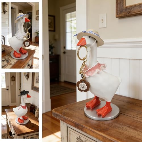 Magnetic Goose Key Holder - 7-Inch Decorative Desktop Figurine with 4 Outfits