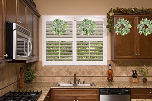 9-Inch Artificial Eucalyptus Wreath Set for Kitchen Cabinets, 2 Pieces