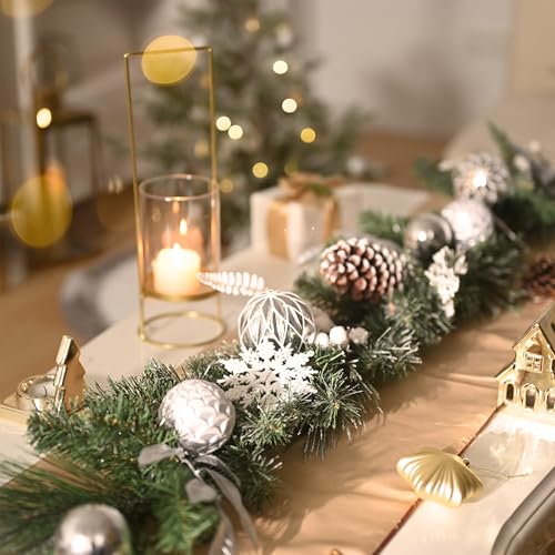 Valery Madelyn 9 Feet Pre-Lit Christmas Garland with Lights and Pinecones for Indoor Outdoor Holiday Decor