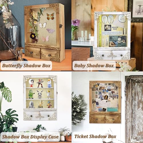 11x16 Lighted Shadow Box Frame with Shelves and Storage Drawers
