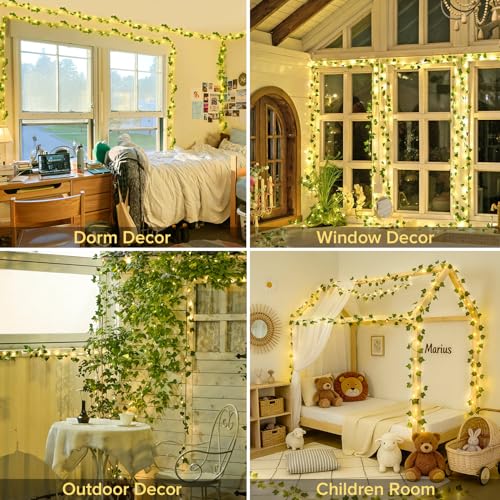 JMEXSUSS 33Ft 100 LED Ivy Vine Lights with Remote Control - Warm White