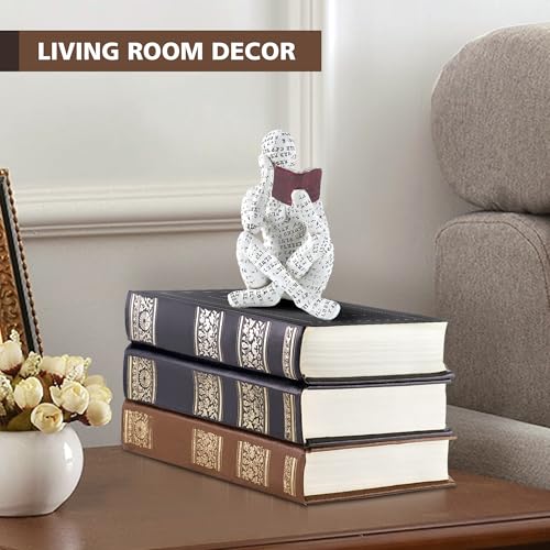 Abstract Reading Woman Thinker Statue Resin Sculpture for Home Decor
