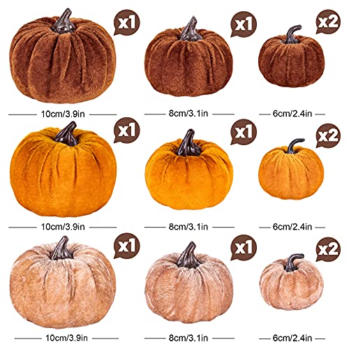 12-Piece Assorted Velvet Artificial Pumpkins for Fall Home Table Decor
