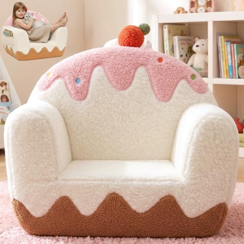 Soft Sherpa Toddler Sofa Chair with Book Pocket for Kids Ages 1-6
