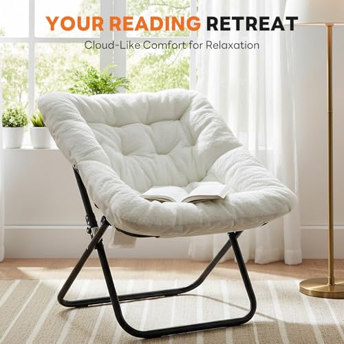 Oversized Foldable Faux Fur Lounge Chair for Bedroom and Dorm