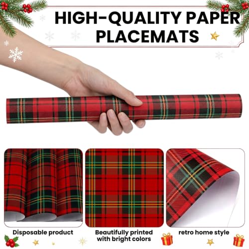 Umigy 60 Pcs Christmas Plaid Red & Green Placemats 10.24 x 14.57 Inch
