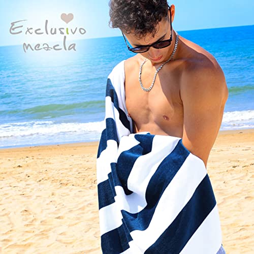 Oversized Cotton Beach Towels 4-Pack, 35x70 Inch Cabana Striped Pool Towels