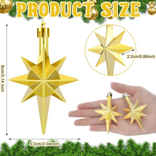 Syhood 12 Pcs Gold Bethlehem Star Ornaments for Christmas Tree - Gold, 3.14 x 2.04 in