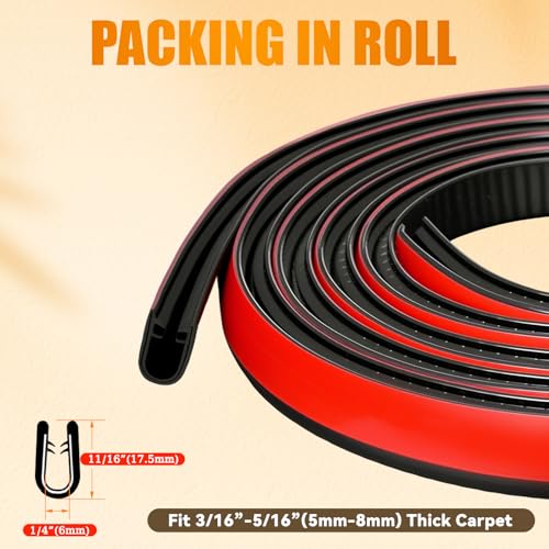 10ft Self-Adhesive Carpet Edge Trim, Waterproof PVC Rug Protector, Black