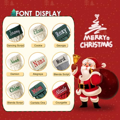 Personalized Knit Christmas Stocking - 18" Custom Embroidered Name