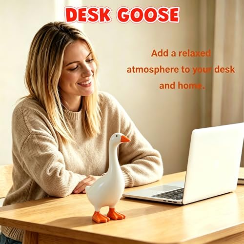 7-Inch Ceramic Desk Goose Statue, Decorative Mini Goose Figurine for Office