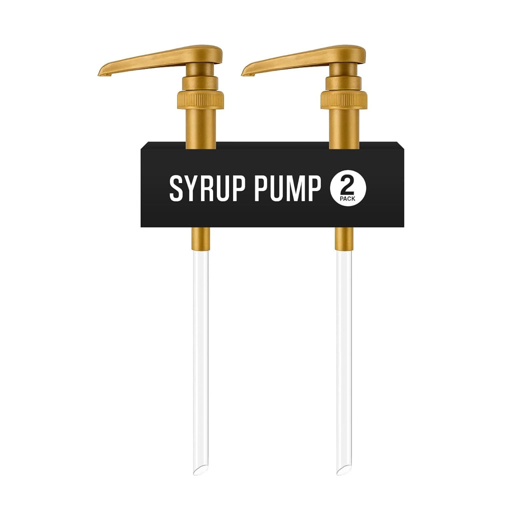 Torani Gold Plastic Syrup Pumps - 2-Pack for 750ml Bottles - Ideal Coffee Dispenser - Not for Glass