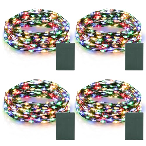 Echosari 4 Pack Multicolor Battery Operated Christmas Fairy Lights 16.4FT 50 LED