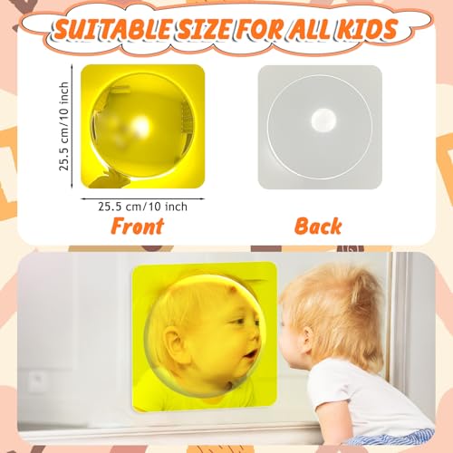 3-Piece Sensory Wall Bubble Mirror Set, Shatter-Resistant Acrylic Toddler Toy