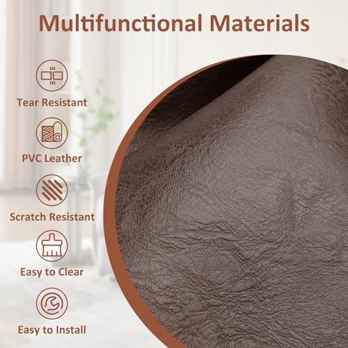 Recliner Headrest Protector - Faux Leather Cover with Elastic Straps, 17 x 27 in, Dark Brown
