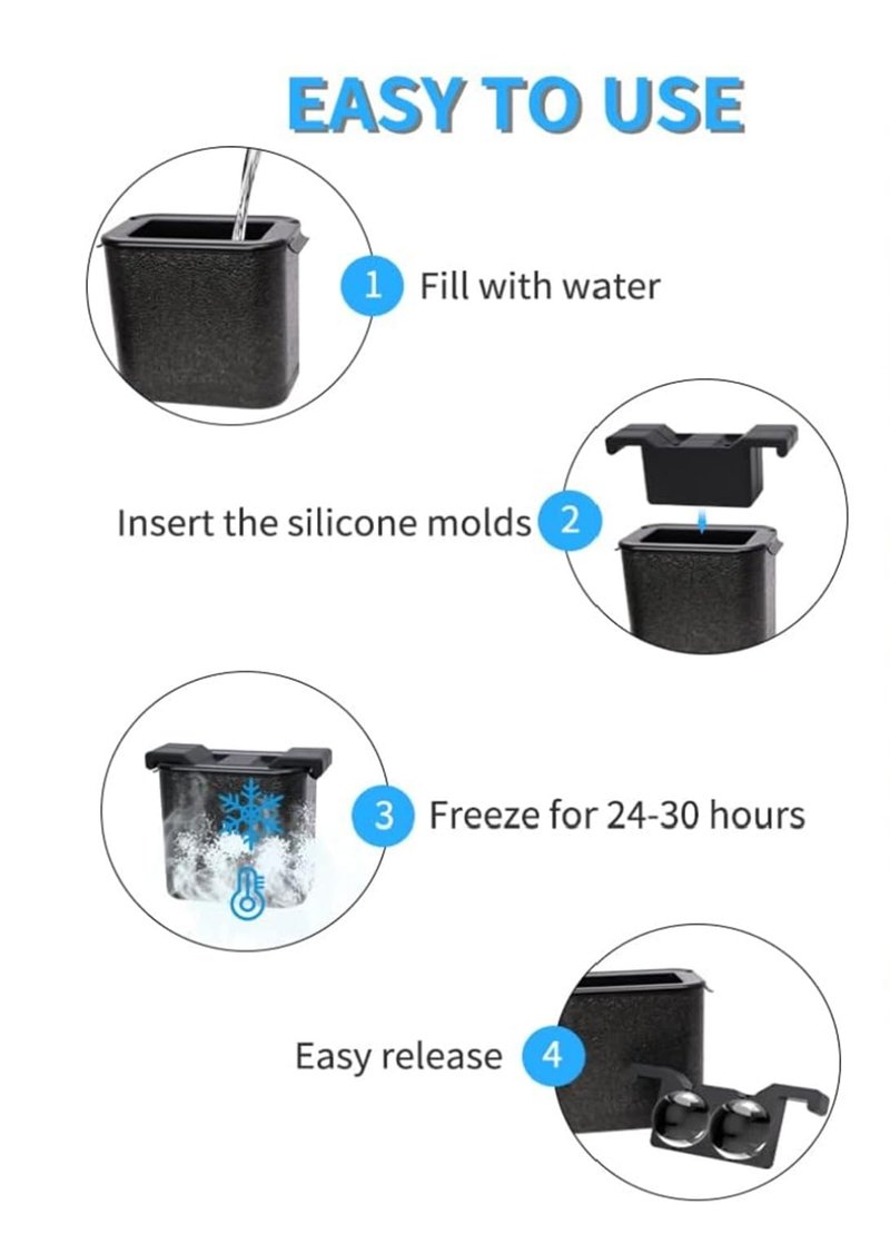 Silicone Sphere Ice Mold | Large Round Ice Ball Maker for Whiskey & Cocktails | Easy Release BPA-Free Silicone Ice Mold (4 Molds)