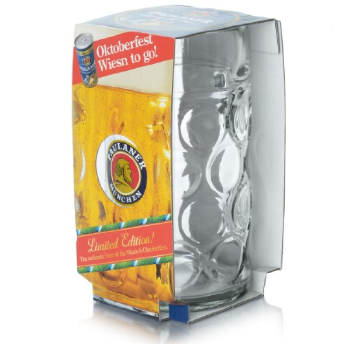 1-Liter Dimpled Glass Beer Mug - Traditional Oktoberfest Style Stein