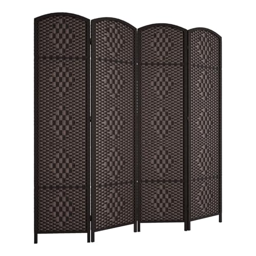 4-Panel Folding Room Divider, 6ft Tall Portable Privacy Screen, Dark Mocha