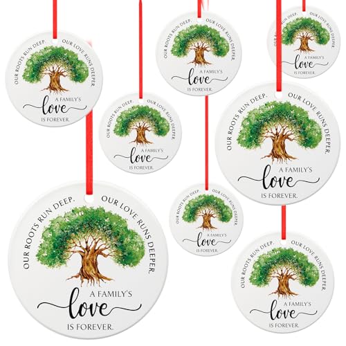 20 Pcs Ceramic Family Reunion Ornaments with Gift Bags, Tree Keepsakes