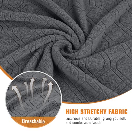 Stretch Recliner Chair Cover - 3-Piece Soft Slipcover with Pocket, Dark Gray