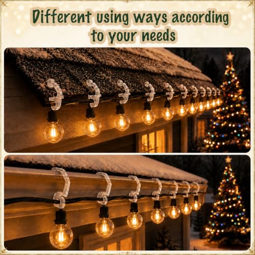 120 Pcs Outdoor Gutter Hooks for Christmas String Lights, Weatherproof Clips