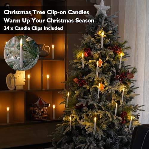 Rhytsing Clip-on Christmas Tree Candles with Magic Wand Remote – 24 Pcs (Variation 24)