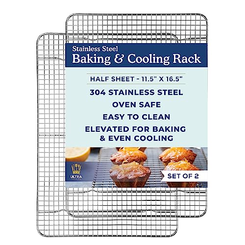 Stainless Steel Cooling Racks Set of 2 - 11.5x16.5 Half Sheet Baking Racks