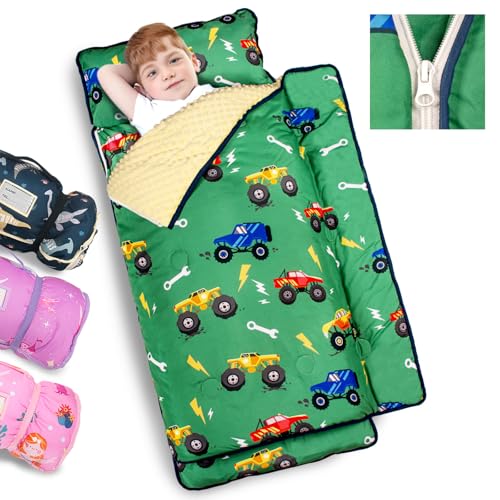 Extra Thick Toddler Nap Mat with Pillow & Detachable Blanket for Daycare