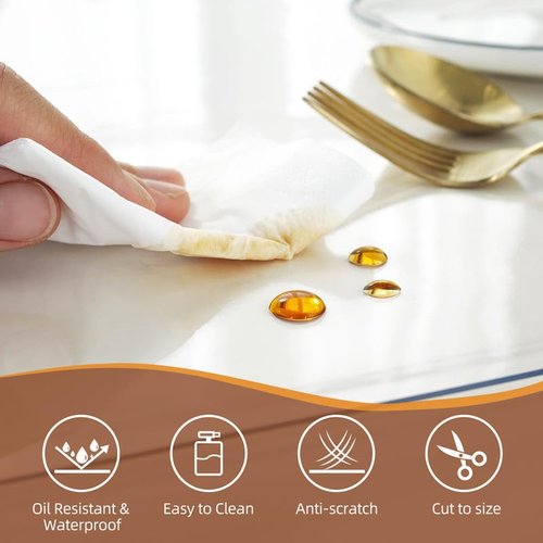 Warmstar Clear Table Cover Protector 42 x 112 Inch,1.5mm Thick Plastic Table Cover Rectangle,PVC Clear Table Protector,Desk Protector Mat for Kitchen, Dresser, Writing Desk，Dining Room Table
