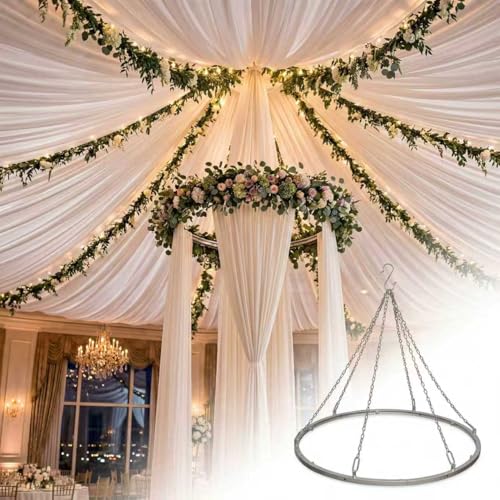 24-Inch Ceiling Draping Kit with Metal Canopy Hoop for Weddings