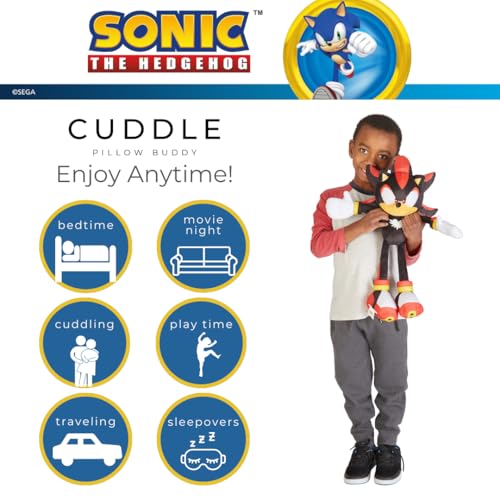 Franco Shadow The Hedgehog Super Soft Plush Cuddle Pillow Buddy, 22"